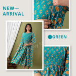 Premium Cotton Anarkali Feeding & Maternity Kurti – 48 Inch Length, 2 Side Zips All-Day Comfort for Moms (Green)