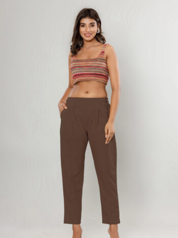 AtoZMart | EarthLine | Women's Straight Pant | Brown