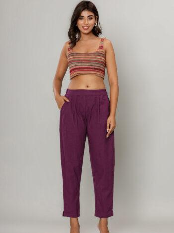 AtoZMart | MaroonPleat | Women's Pant | Plum Maroon