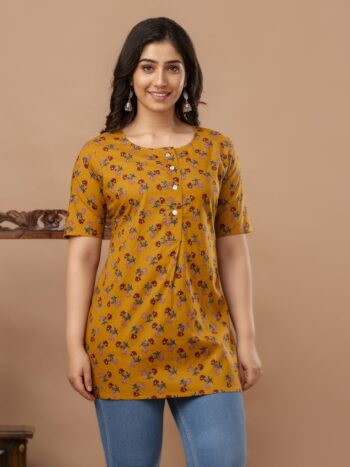 AtoZMart | SunDrift | Women's Tunic | Mustard Yellow