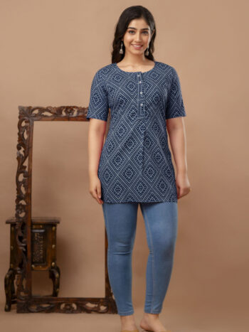 AtoZMart | GeoBand | Women's Tunic | Indigo Blue