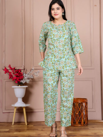 AtoZMart | JaalMist | Women's Night Suit | Pista Green