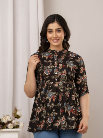 AtoZMart | KalamFlare | Women's Peplum Top | Black