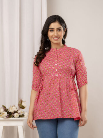 AtoZMart | RaniFlare | Women's Peplum Top | Rani Pink