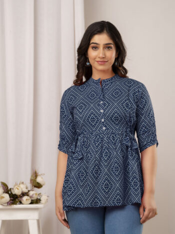 Bandhani Kurta Indigo - Ethnic Tunic for Women | AtoZMart
