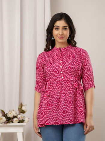 AtoZMart | BandhaniRani | Women's Tunic | Rani Pink