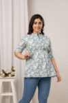 AtoZMart | SageFlare | Women's Peplum Top | Sage Green