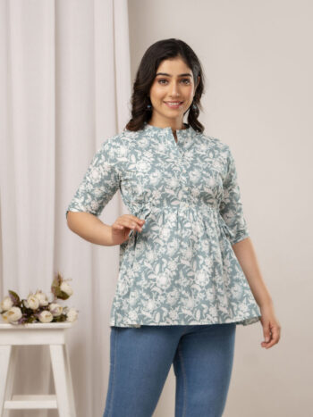 Women Peplum Top - Sage Green | Trendy & Affordable