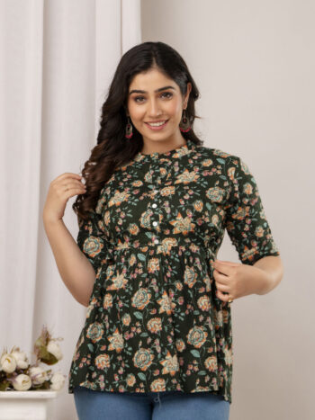 Peplum Top Green - Stylish & Trendy | AtoZMart