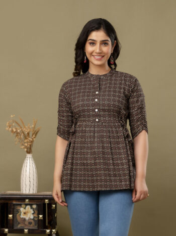 AtoZMart | AjrakhFlare | Women's Peplum Top | Black