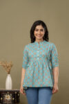 AtoZMart | ButtiFlare | Women's Peplum Top | Turquoise Blue