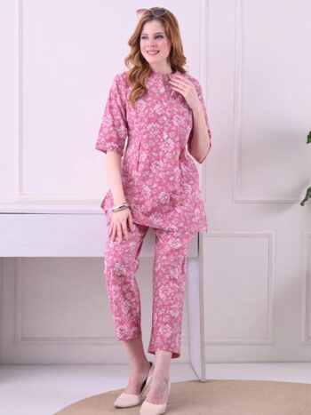 AtoZMart | RoseGarden | Women's Feeding Co-Ord Set | Rose Pink