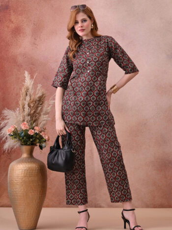 AtoZMart | AjrakhAmber | Women's Feeding Co-Ord Set | Maroon