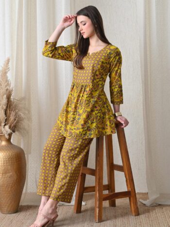 AtoZMart | AmberWave | Women's Feeding Maxi Dress | Mustard Yellow