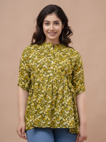 AtoZMart | LeafFlare | Women's Peplum Top | Olive Green
