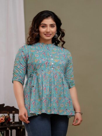AtoZMart | TealFlow | Women's Tunic | Turquoise Blue