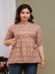 AtoZMart | RoseFlare | Women's Peplum Top | Dusty Rose