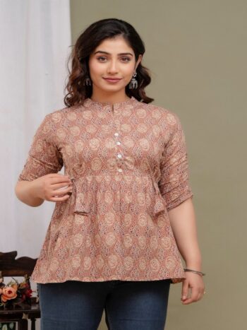 AtoZMart | RoseFlare | Women's Peplum Top | Dusty Rose