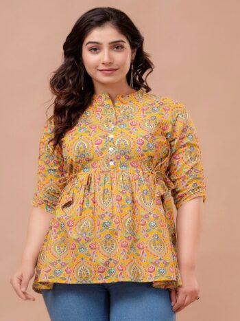 AtoZMart | AmberFlow | Women's Tunic | Mustard Yellow