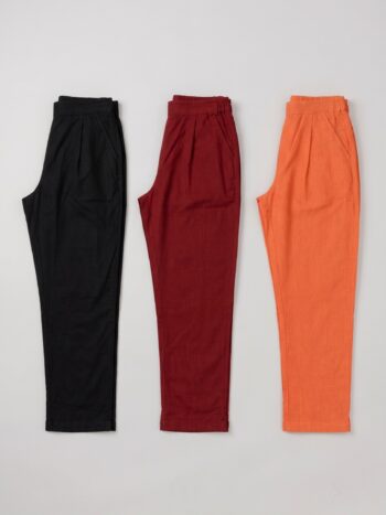 AtoZMart Pack of 3 Pants | Black + Maroon + Orange | Value Set