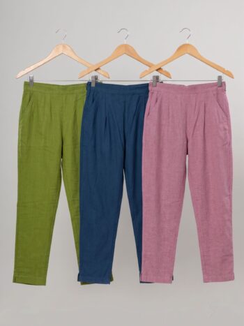 AtoZMart Pack of 3 Pants | Green + Navy Blue + Pink | Value Set