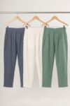 AtoZMart Pack of 3 Pants | Grey + Off White + Sage Green | Value Set