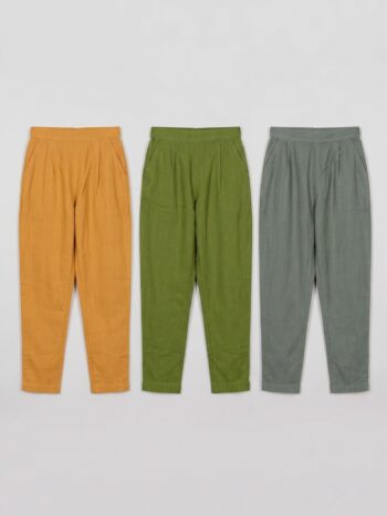 AtoZMart Pack of 3 Pants | Mango + Olive + Sage Green | Value Set