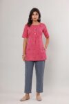 AtoZMart Combo | Red Short Kurti + Grey Pant | 2-in-1 Value Set