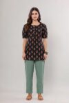 AtoZMart Combo | Black Short Kurti + Sage Green Pant | 2-in-1 Value Set