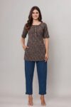 AtoZMart Combo | Black Short Kurti + Navy Blue Taper Pant | 2-in-1 Value Set