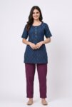 AtoZMart Combo | Navy Blue Short Kurti + Maroon Pant | 2-in-1 Value Set