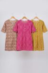 AtoZMart Pack of 3 Tunics | Beige + Fuchsia + Mustard | Value Set