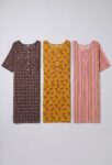 AtoZMart Pack of 3 Tunics | Chocolate Brown + Mustard + Pink | Value Set
