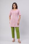 AtoZMart Combo | Pink Tunic + Green Straight Pant | 2-in-1 Value Set