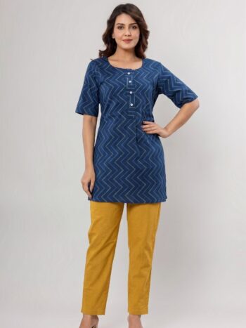 AtoZMart Combo | Prussian Blue Tunic + Mango Taper Pant | 2-in-1 Value Set