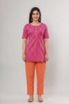 AtoZMart Combo | Fuchsia Tunic + Orange Slim Pant | 2-in-1 Value Set