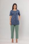 AtoZMart Combo | Indigo Tunic + Sage Green Pant | 2-in-1 Value Set