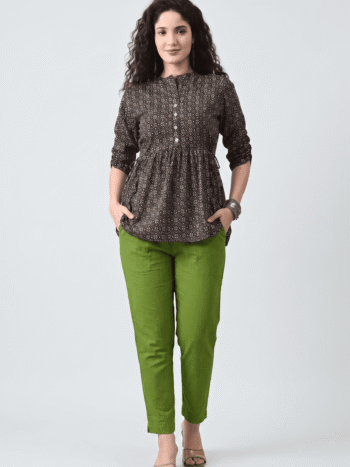 AtoZMart Combo | Black Top + Green Straight Pant | 2-in-1 Value Set
