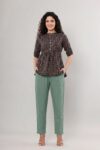 AtoZMart Combo | Black Top + Sage Green Pant | 2-in-1 Value Set