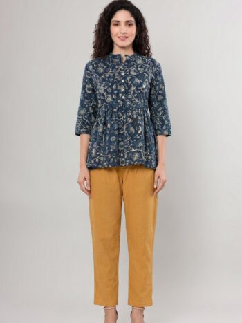 AtoZMart Combo | Navy Blue Top + Yellow Pant | 2-in-1 Value Set