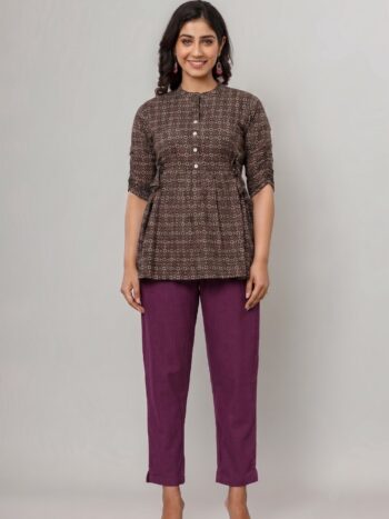 AtoZMart Combo | Black Top + Maroon Pant | 2-in-1 Value Set