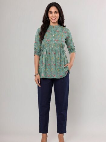 AtoZMart Combo | Green Top + Navy Pant | 2-in-1 Value Set