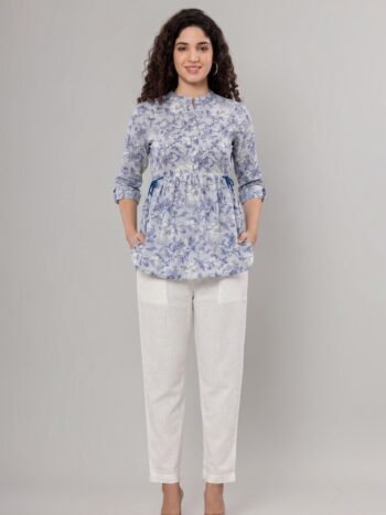 AtoZMart Combo | Sky Blue Top + White Pant | 2-in-1 Value Set