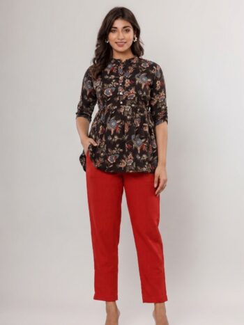 AtoZMart Combo | Black Top + Orange Pant | 2-in-1 Value Set