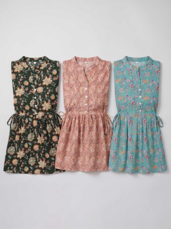 AtoZMart Pack of 3 Tops | Green + Peach + Turquoise | Value Set