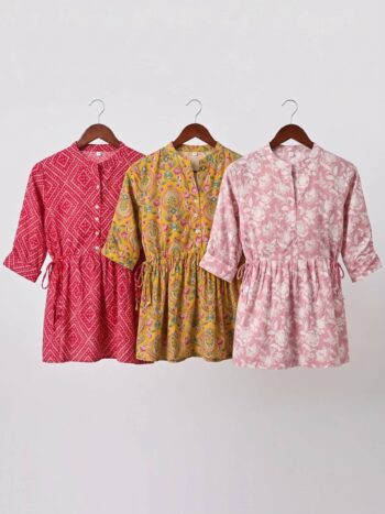 AtoZMart Pack of 3 Tops | Blush + Mustard + Red | Value Set