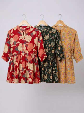 AtoZMart Pack of 3 Tops | Dark Green + Mustard + Red | Value Set