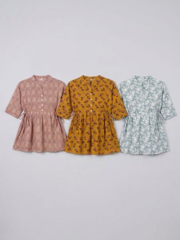 AtoZMart Pack of 3 Tops | Dusty Rose + Mustard + Sage Green | Value Set