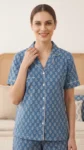 023-indigo-small-flower-buti-shirt-short-set-1