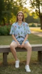 037-blue-stripe-floral-shirt-short-set-1